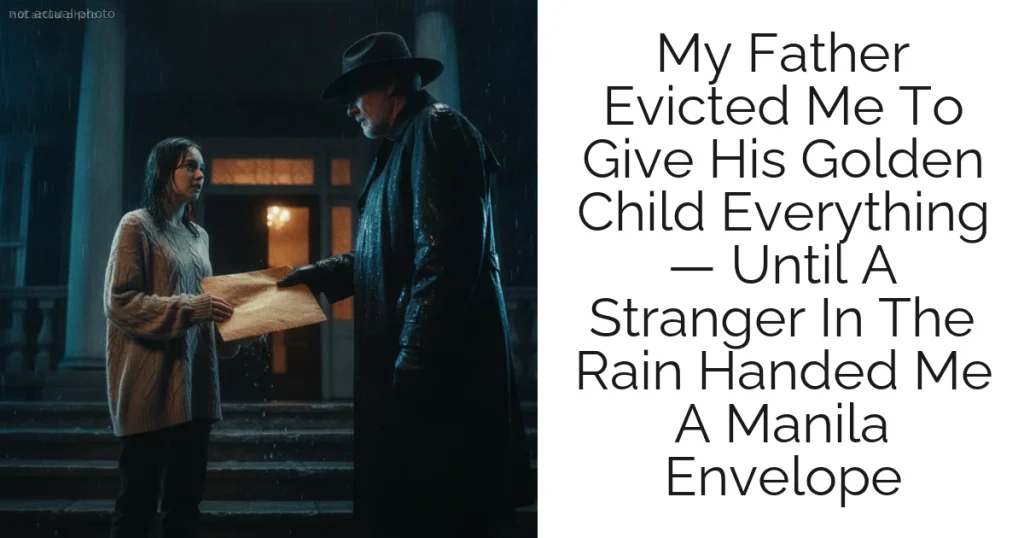 My Father Evicted Me To Give His Golden Child Everything — Until A Stranger In The Rain Handed Me A Manila Envelope
