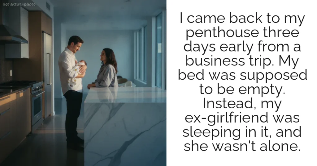 I came back to my penthouse three days early from a business trip. My bed was supposed to be empty. Instead, my ex-girlfriend was sleeping in it, and she wasn't alone.