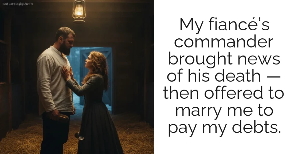 My fiancé’s commander brought news of his death — then offered to marry me to pay my debts.