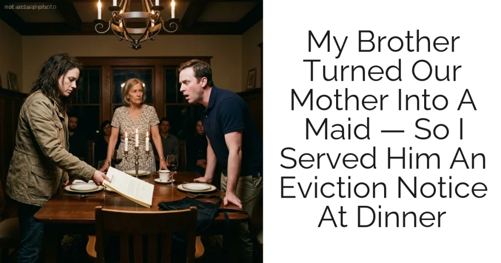 My Brother Turned Our Mother Into A Maid — So I Served Him An Eviction Notice At Dinner