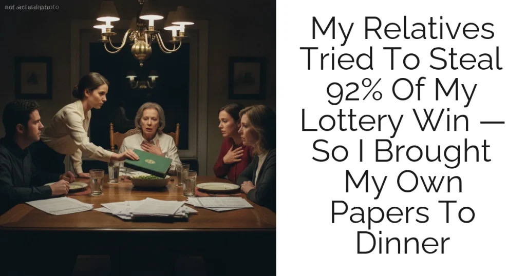 My Relatives Tried To Steal 92% Of My Lottery Win — So I Brought My Own Papers To Dinner
