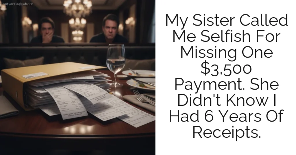 My Sister Called Me Selfish For Missing One $3,500 Payment. She Didn't Know I Had 6 Years Of Receipts.
