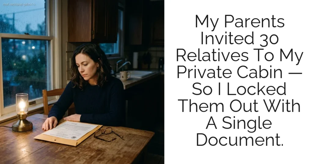 My Parents Invited 30 Relatives To My Private Cabin — So I Locked Them Out With A Single Document.