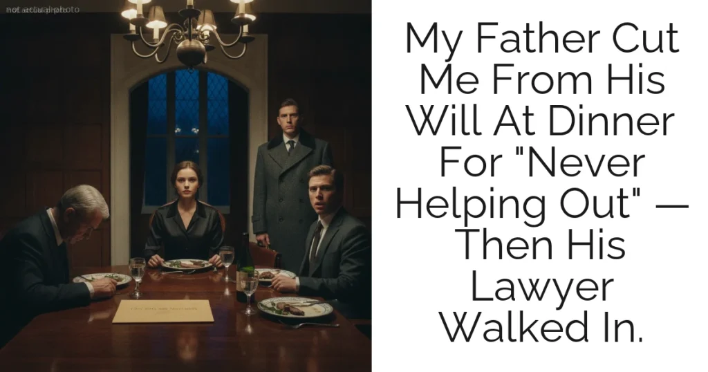 My Father Cut Me From His Will At Dinner For "Never Helping Out" — Then His Lawyer Walked In.