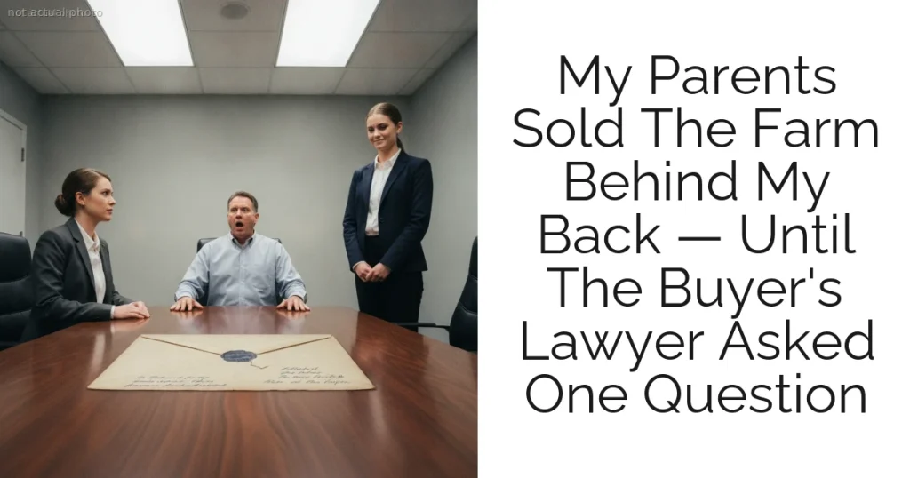My Parents Sold The Farm Behind My Back — Until The Buyer's Lawyer Asked One Question