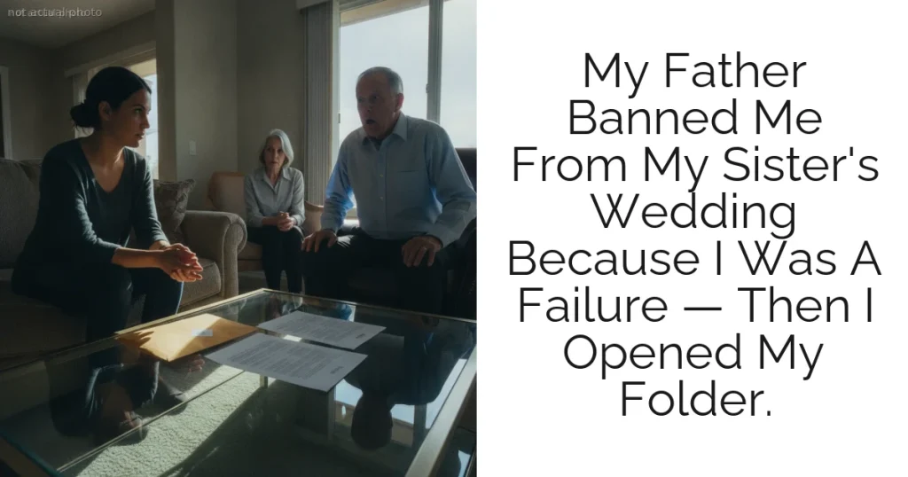 My Father Banned Me From My Sister's Wedding Because I Was A Failure — Then I Opened My Folder.