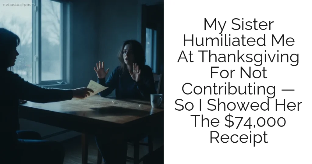 My Sister Humiliated Me At Thanksgiving For Not Contributing — So I Showed Her The $74,000 Receipt