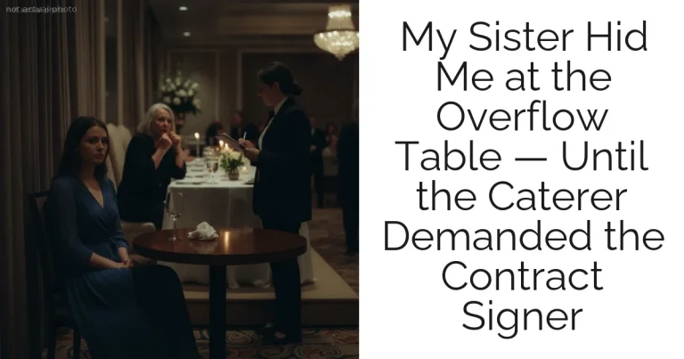 My Sister Hid Me at the Overflow Table — Until the Caterer Demanded the Contract Signer