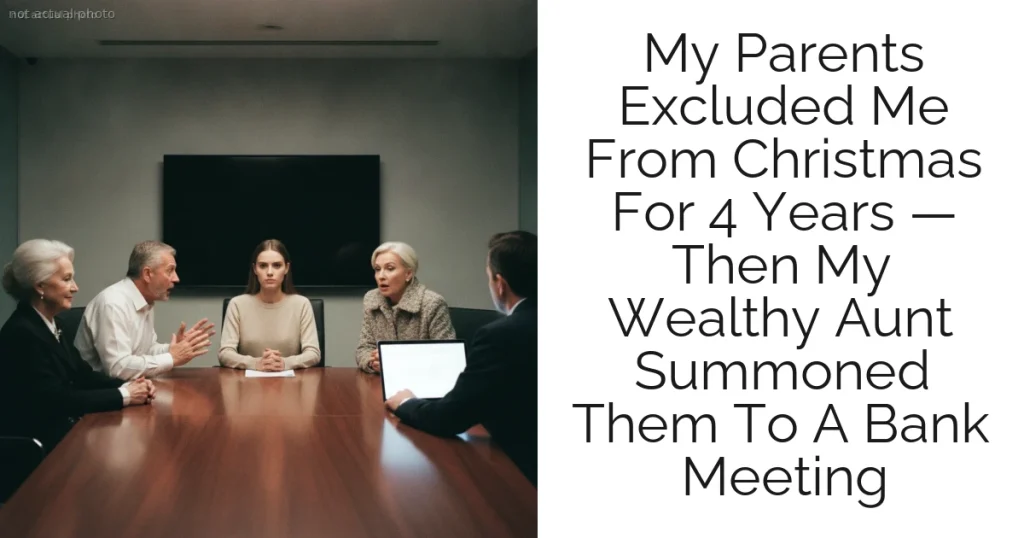 My Parents Excluded Me From Christmas For 4 Years — Then My Wealthy Aunt Summoned Them To A Bank Meeting