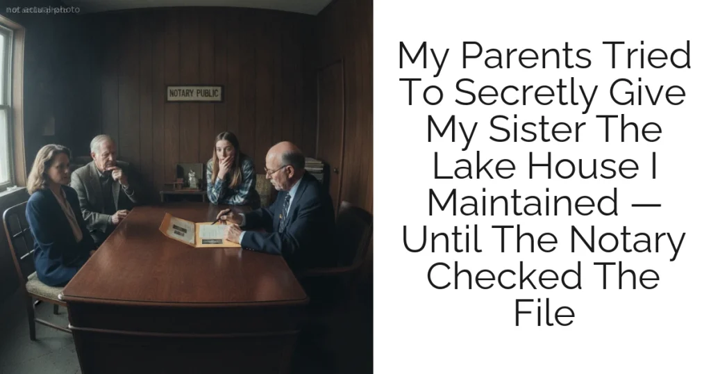 My Parents Tried To Secretly Give My Sister The Lake House I Maintained — Until The Notary Checked The File