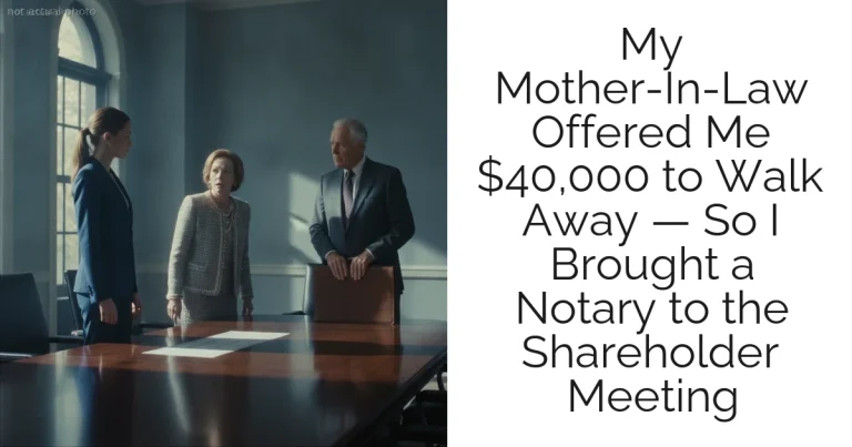 My Mother-In-Law Offered Me $40,000 to Walk Away — So I Brought a Notary to the Shareholder Meeting