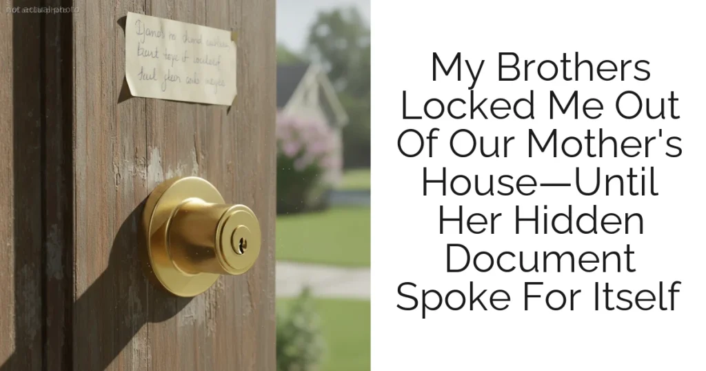 My Brothers Locked Me Out Of Our Mother's House—Until Her Hidden Document Spoke For Itself