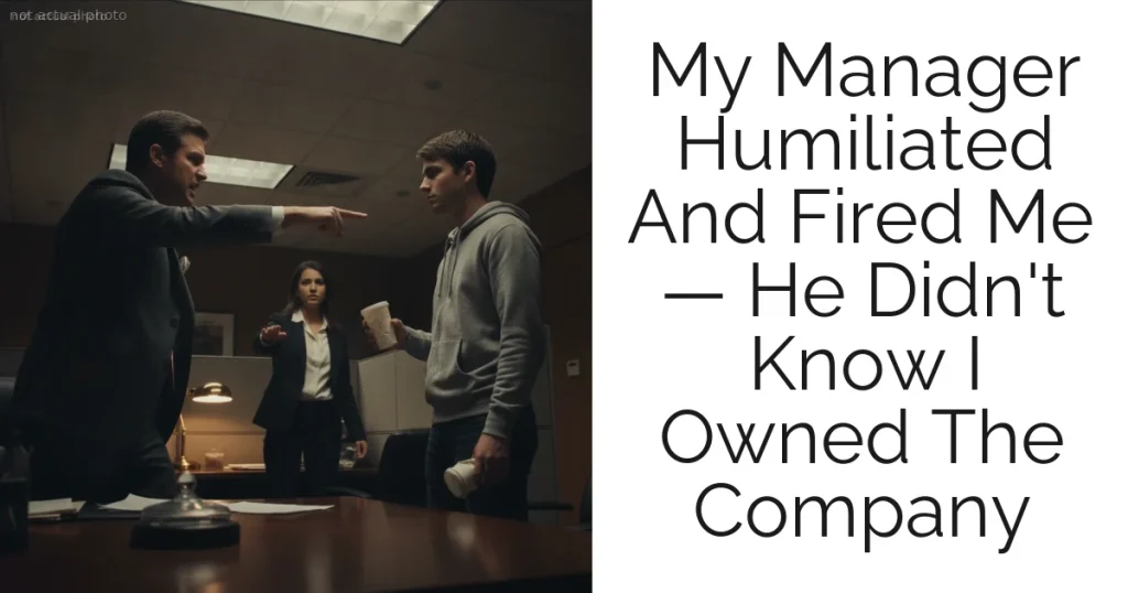 My Manager Humiliated And Fired Me — He Didn't Know I Owned The Company